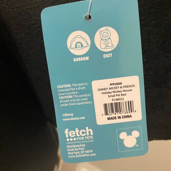 NWT Disney Mickey Mouse Christmas Santa Ears Small Pet Bed - Picture 4 of 4